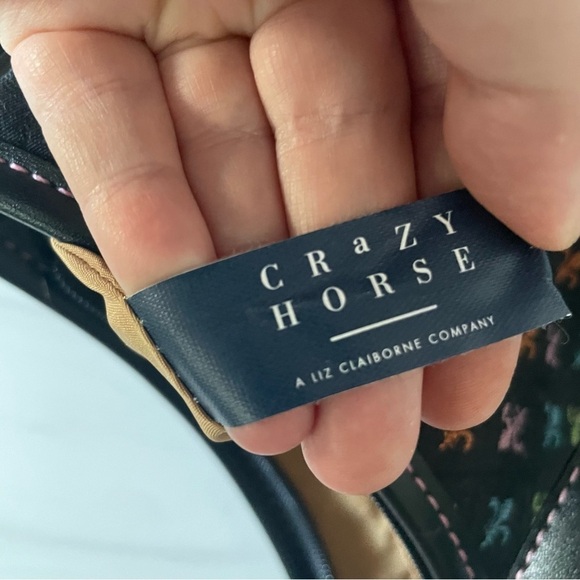 Crazy Horse x Liz Claiborne Fleur-de-lis Shoulder Bag- Black and Multicolored - Picture 7 of 11